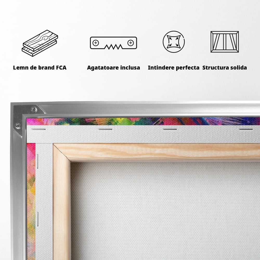 Tablou Canvas Premium, LuxCanva® M1176, Ganduri Colorate, Multicolor, Graffiti, Street Art, Pisica, Privire, Modern, Urban, Neon, Abstract, Energie, Birou, Living, Camera Copil