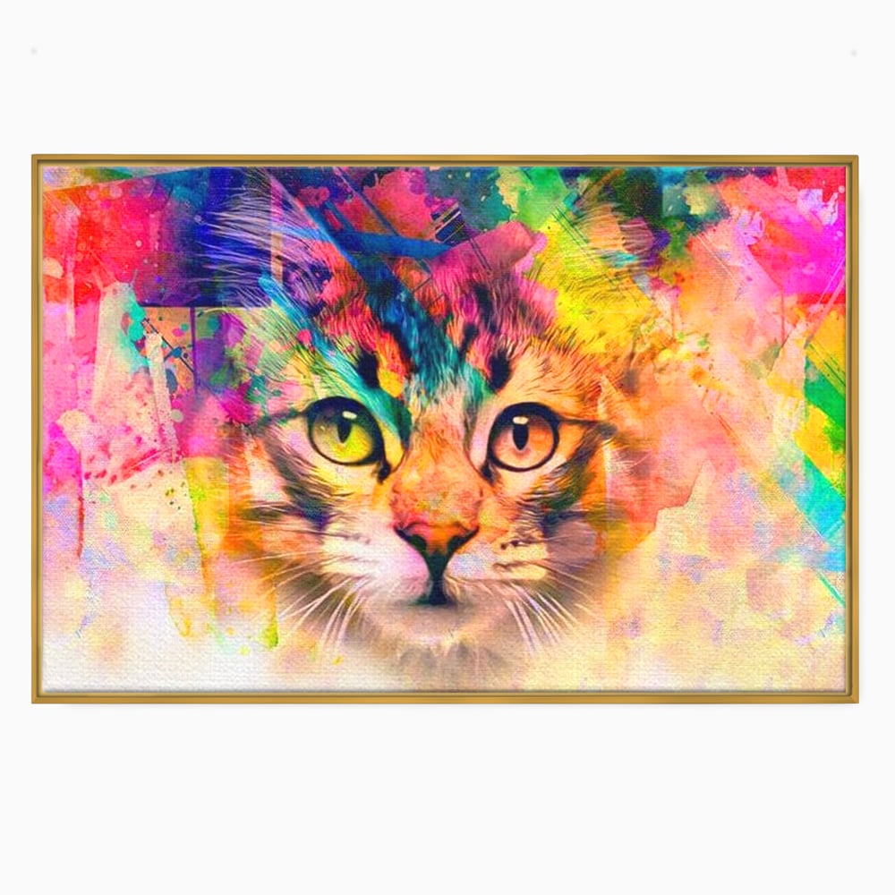 Tablou Canvas Premium, LuxCanva® M1176, Ganduri Colorate, Multicolor, Graffiti, Street Art, Pisica, Privire, Modern, Urban, Neon, Abstract, Energie, Birou, Living, Camera Copil