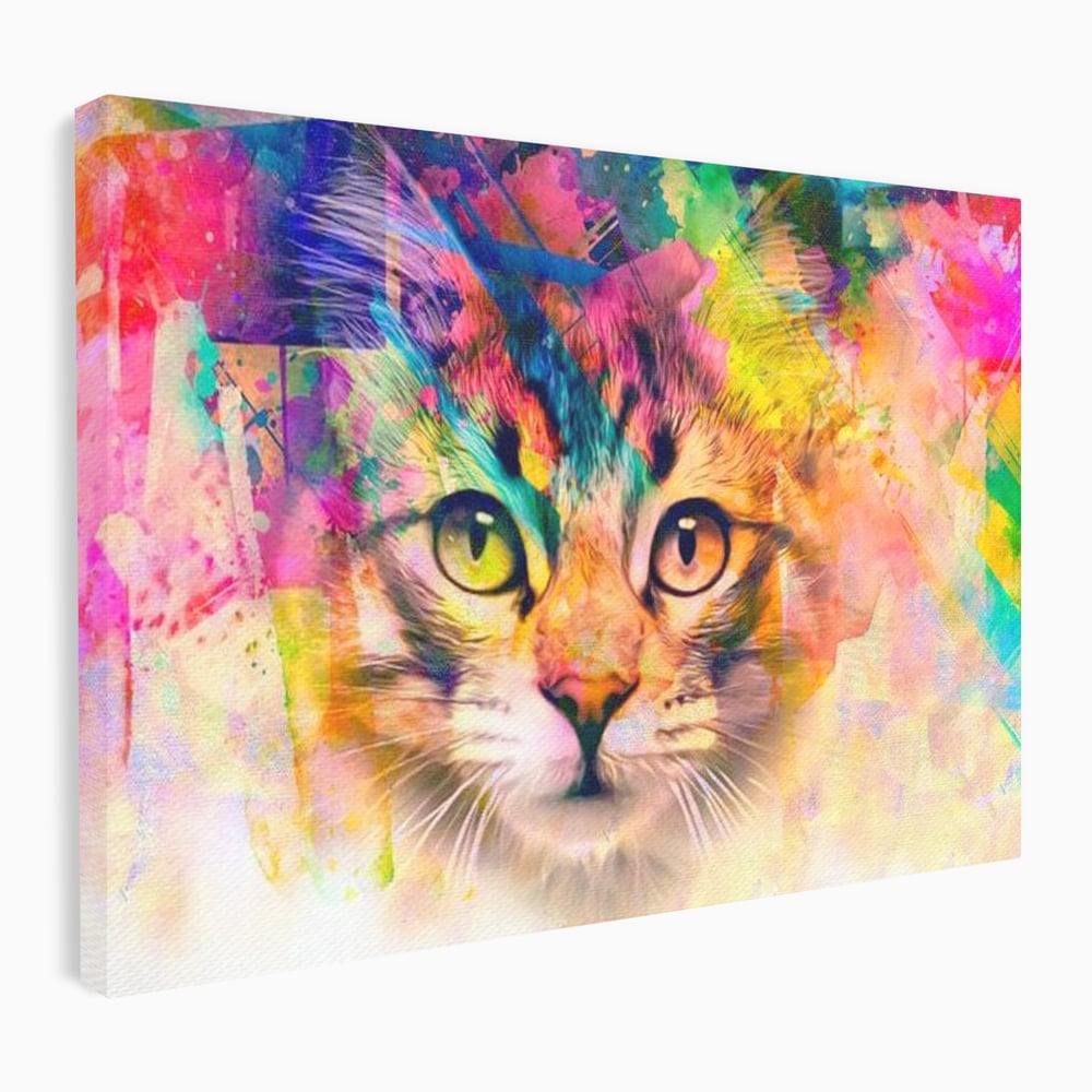 Tablou Canvas Premium, LuxCanva® M1176, Ganduri Colorate, Multicolor, Graffiti, Street Art, Pisica, Privire, Modern, Urban, Neon, Abstract, Energie, Birou, Living, Camera Copil