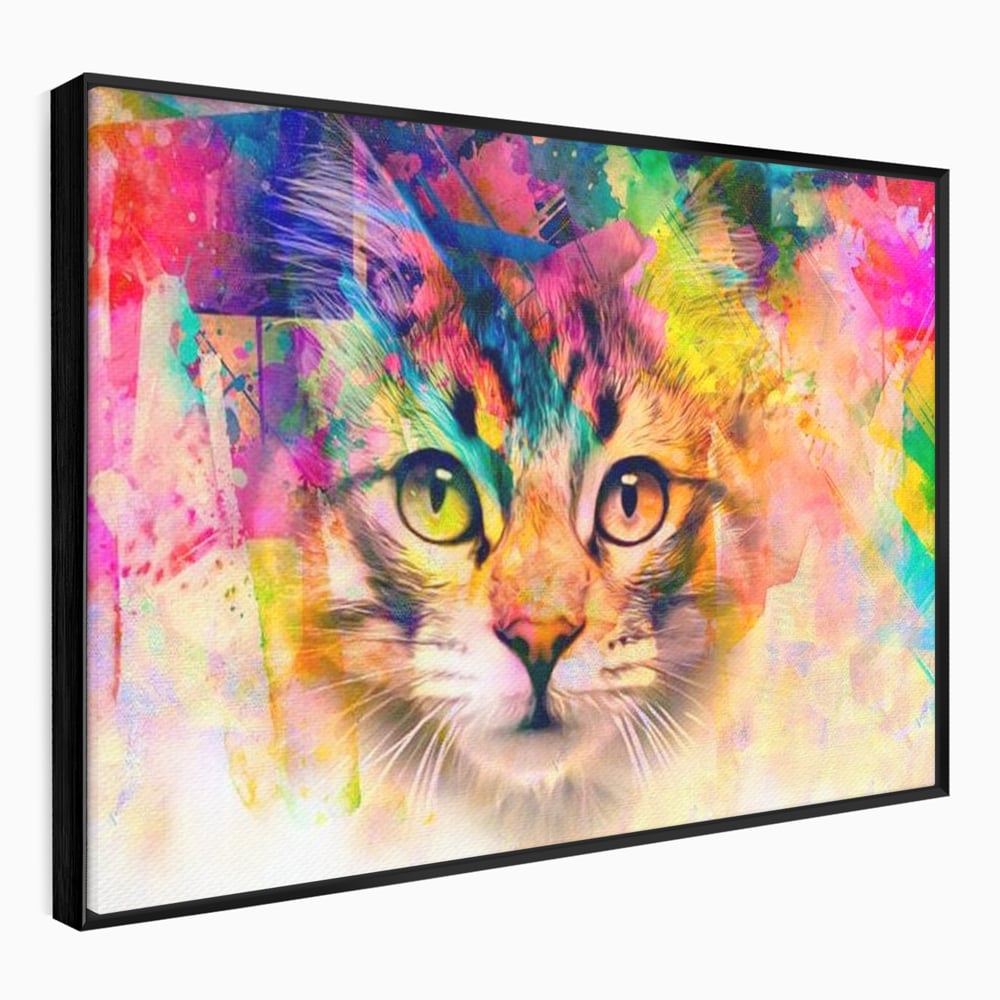 Tablou Canvas Premium, LuxCanva® M1176, Ganduri Colorate, Multicolor, Graffiti, Street Art, Pisica, Privire, Modern, Urban, Neon, Abstract, Energie, Birou, Living, Camera Copil