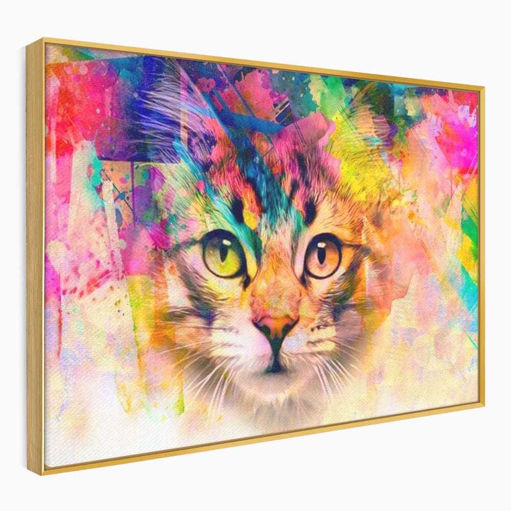 Tablou Canvas Premium, LuxCanva® M1176, Ganduri Colorate, Multicolor, Graffiti, Street Art, Pisica, Privire, Modern, Urban, Neon, Abstract, Energie, Birou, Living, Camera Copil