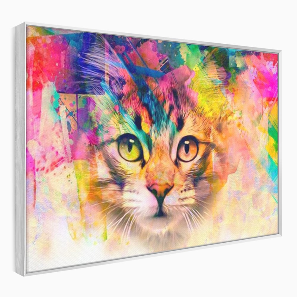 Tablou Canvas Premium, LuxCanva® M1176, Ganduri Colorate, Multicolor, Graffiti, Street Art, Pisica, Privire, Modern, Urban, Neon, Abstract, Energie, Birou, Living, Camera Copil