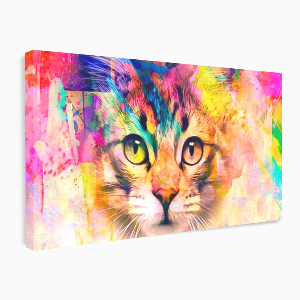 Tablou Canvas Premium, LuxCanva® M1176, Ganduri Colorate, Multicolor, Graffiti, Street Art, Pisica, Privire, Modern, Urban, Neon, Abstract, Energie, Birou, Living, Camera Copil