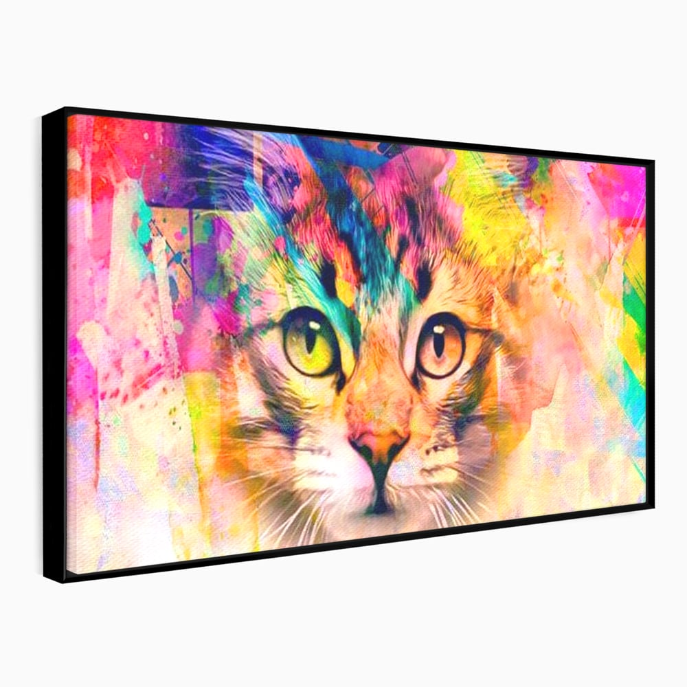 Tablou Canvas Premium, LuxCanva® M1176, Ganduri Colorate, Multicolor, Graffiti, Street Art, Pisica, Privire, Modern, Urban, Neon, Abstract, Energie, Birou, Living, Camera Copil