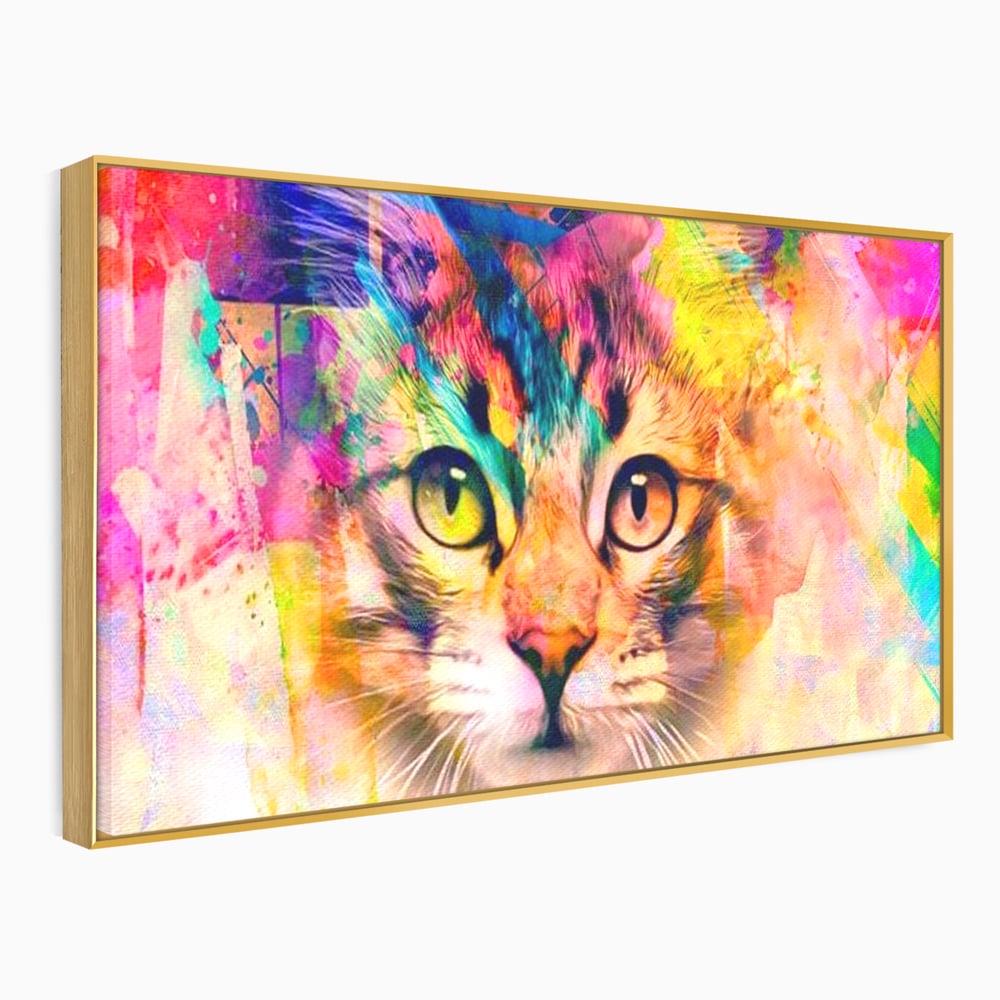 Tablou Canvas Premium, LuxCanva® M1176, Ganduri Colorate, Multicolor, Graffiti, Street Art, Pisica, Privire, Modern, Urban, Neon, Abstract, Energie, Birou, Living, Camera Copil