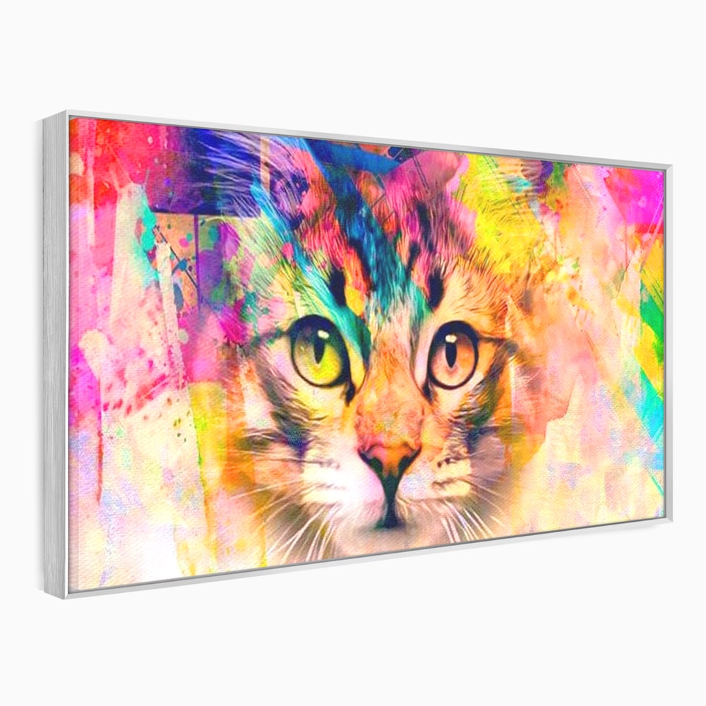 Tablou Canvas Premium, LuxCanva® M1176, Ganduri Colorate, Multicolor, Graffiti, Street Art, Pisica, Privire, Modern, Urban, Neon, Abstract, Energie, Birou, Living, Camera Copil