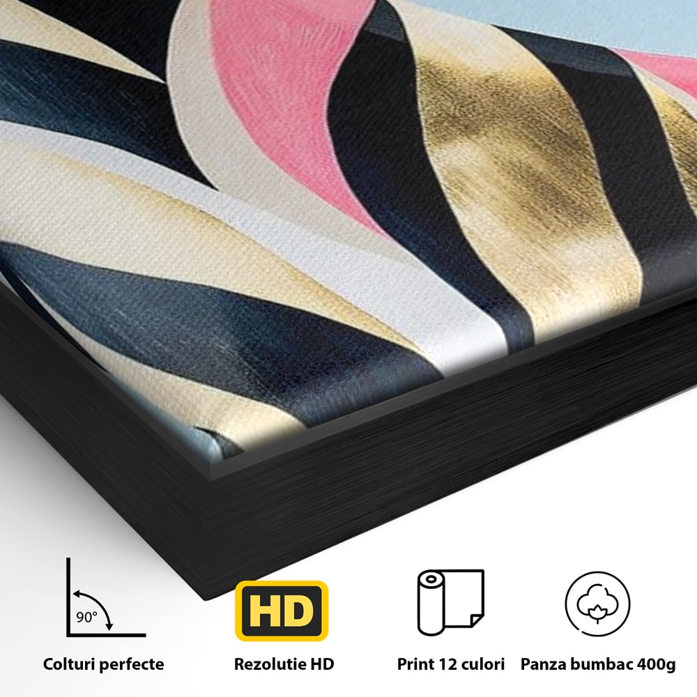 Tablou Canvas Premium, LuxCanva® M1177, Felina Sofisticata, Eleganta, Auriu, Grafica, Abstract, Pisica, Liniar, Pastel, Lux, Feminin, Desen, Modern, Birou, Living, Camera Copil