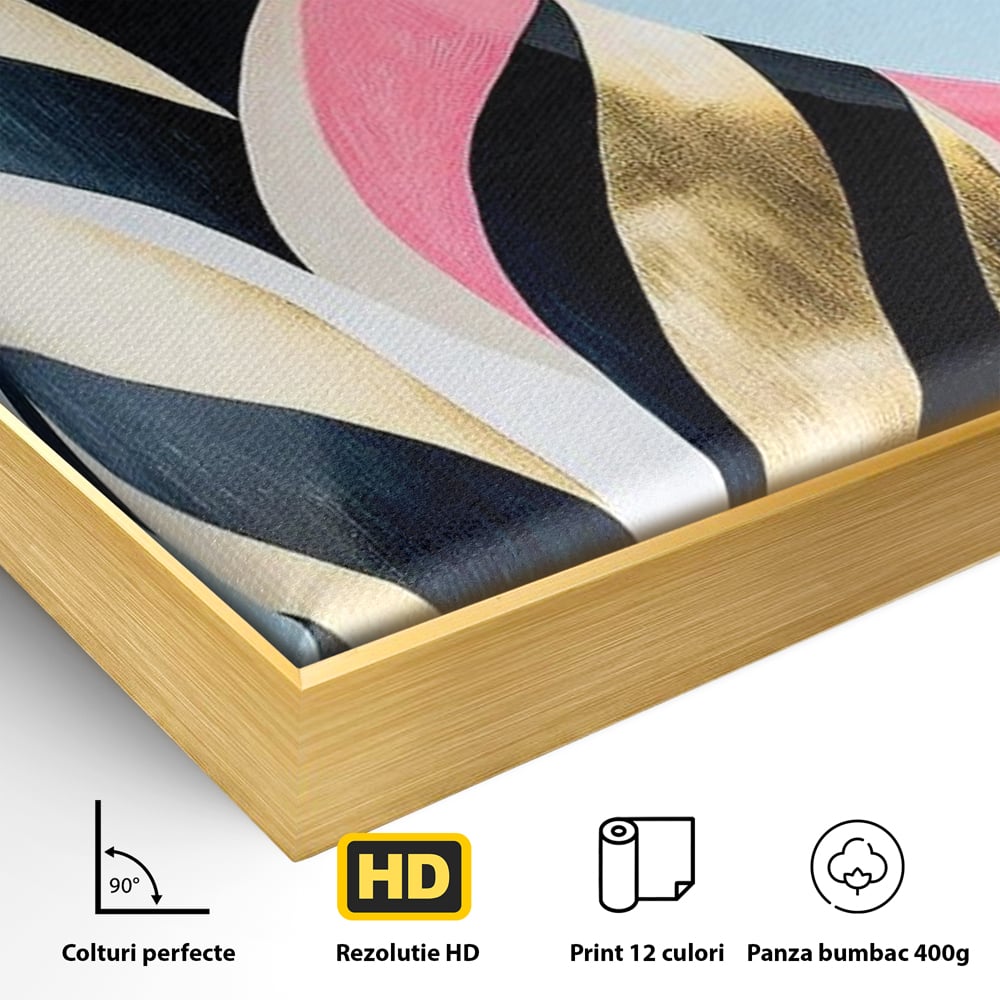 Tablou Canvas Premium, LuxCanva® M1177, Felina Sofisticata, Eleganta, Auriu, Grafica, Abstract, Pisica, Liniar, Pastel, Lux, Feminin, Desen, Modern, Birou, Living, Camera Copil
