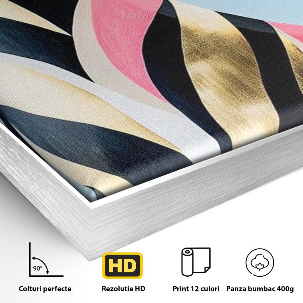 Tablou Canvas Premium, LuxCanva® M1177, Felina Sofisticata, Eleganta, Auriu, Grafica, Abstract, Pisica, Liniar, Pastel, Lux, Feminin, Desen, Modern, Birou, Living, Camera Copil