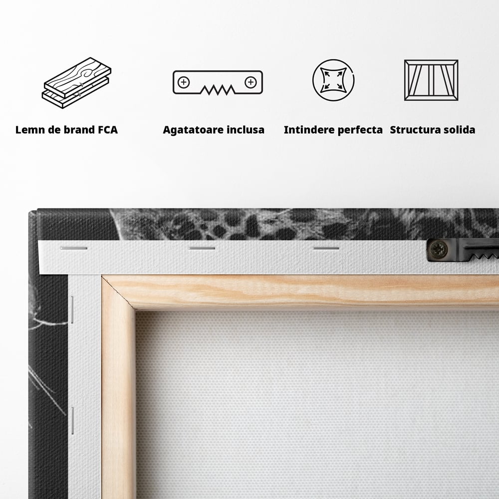 Tablou Canvas Premium, LuxCanva® M1178, Clipa de Atac, Leopard, Vanator, Salbatic, Alb si Negru, Profil, Felina, Portret, Atac, Realist, Puternic, Birou, Living, Camera Copil
