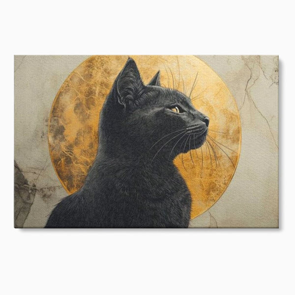 Tablou Canvas Premium, LuxCanva® M1181, Veghere Astrala, Luna, Astral, Marmura, Profil, Mister, Simbolic, Felina, Artistic, Pisica, Portret, Eleganta, Birou, Living, Camera Copil
