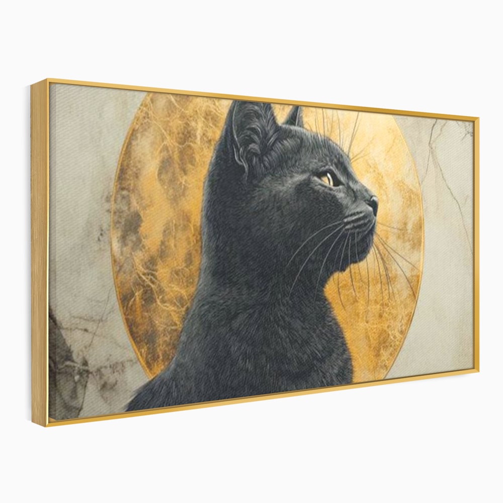 Tablou Canvas Premium, LuxCanva® M1181, Veghere Astrala, Luna, Astral, Marmura, Profil, Mister, Simbolic, Felina, Artistic, Pisica, Portret, Eleganta, Birou, Living, Camera Copil