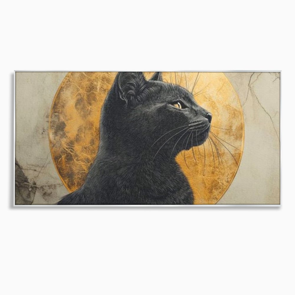 Tablou Canvas Premium, LuxCanva® M1181, Veghere Astrala, Luna, Astral, Marmura, Profil, Mister, Simbolic, Felina, Artistic, Pisica, Portret, Eleganta, Birou, Living, Camera Copil