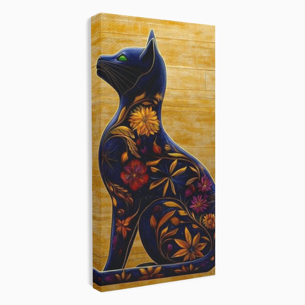 Tablou Canvas Premium, LuxCanva® M1182, Templul Naturii, Flori, Pisica, Abstract, Felina, Petale, Frunze, Smarald, Artistic, Simbolic, Natura, Decor, Portret, Birou, Living, Camera Copil