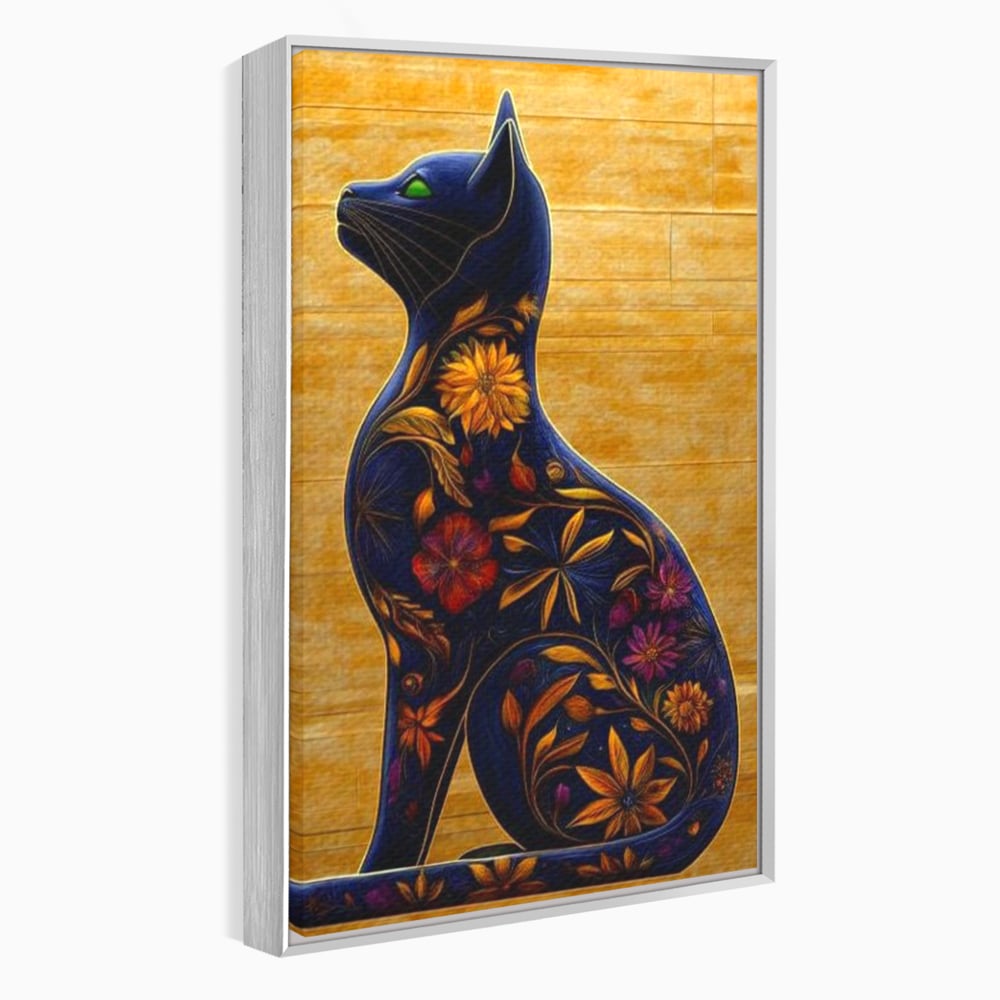 Tablou Canvas Premium, LuxCanva® M1182, Templul Naturii, Flori, Pisica, Abstract, Felina, Petale, Frunze, Smarald, Artistic, Simbolic, Natura, Decor, Portret, Birou, Living, Camera Copil