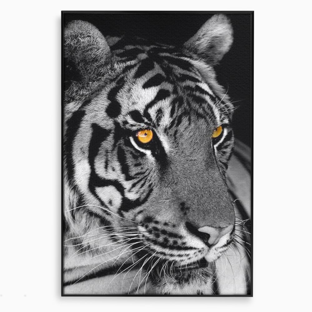 Tablou Canvas Premium, LuxCanva® M1183, Spirit Neimblanzit, Tigru, Alb si Negru, Felina, Jungla, Exotic, Portret, Profil, Forta, Instinct, Privire, Animal, Birou, Living, Camera Copil