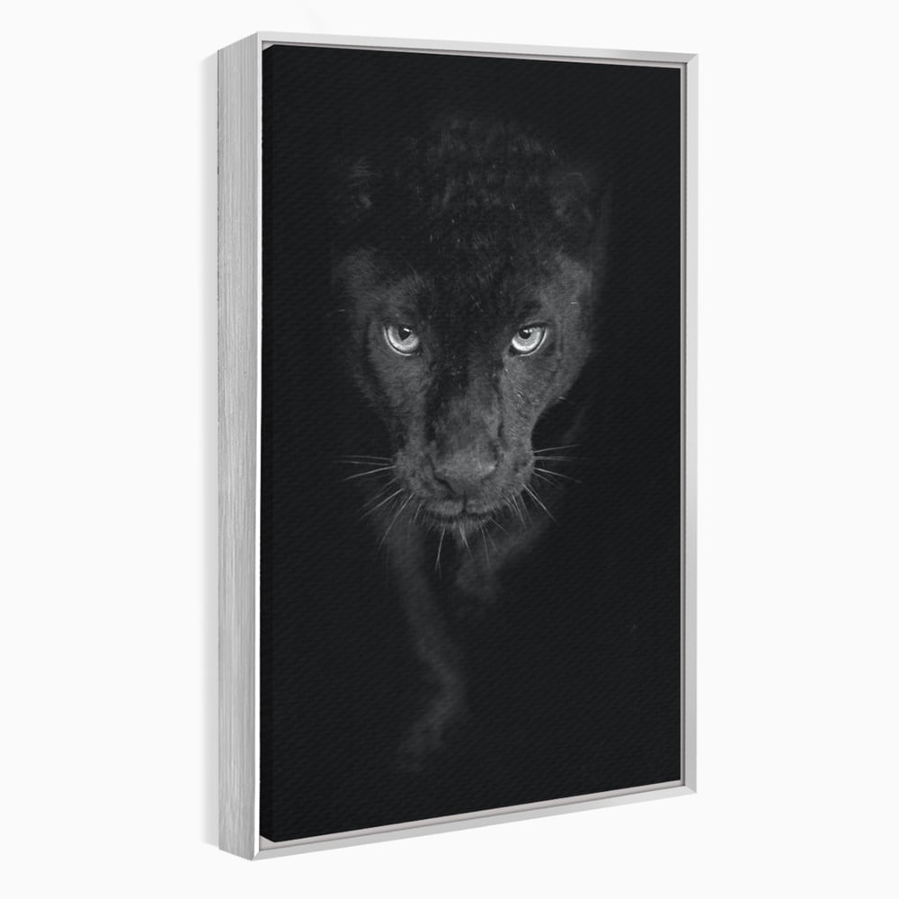 Leinwand Wandkunst Canvas Premium, LuxCanva® M1184, Absolute Dunkelheit, Panther, Dunkel, Schwarz, Abgrund, Blick, Tier, Porträt, Schatten, diskret, Katze, Augen, Büro, Wohnen, Kinderzimmer