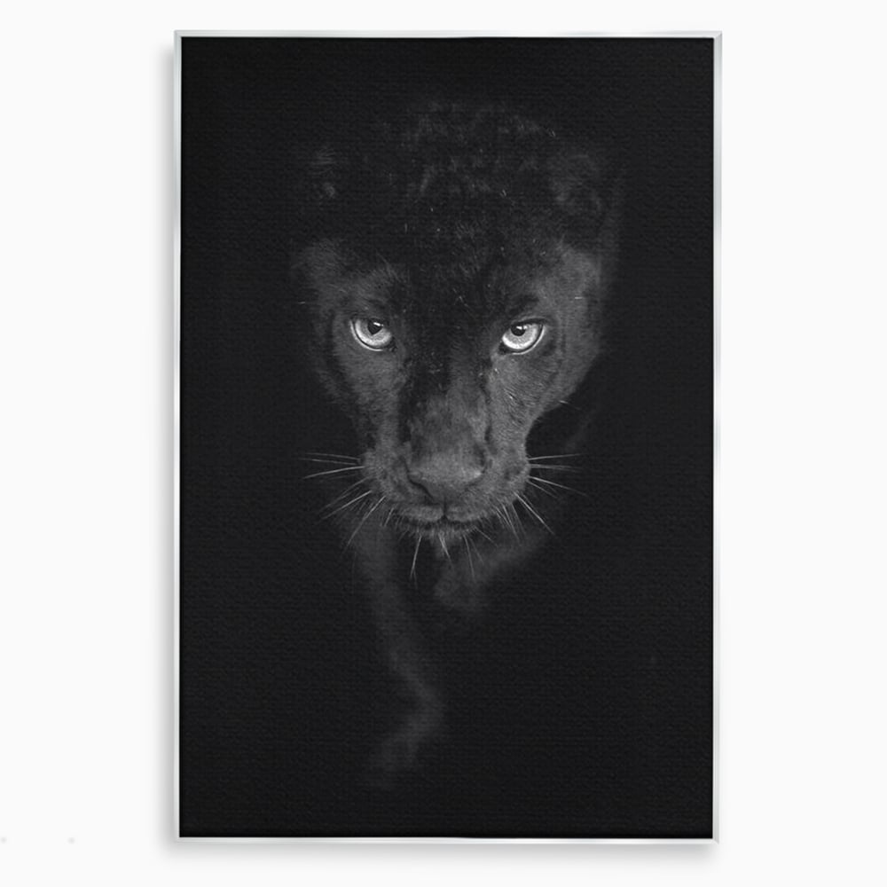 Leinwand Wandkunst Canvas Premium, LuxCanva® M1184, Absolute Dunkelheit, Panther, Dunkel, Schwarz, Abgrund, Blick, Tier, Porträt, Schatten, diskret, Katze, Augen, Büro, Wohnen, Kinderzimmer