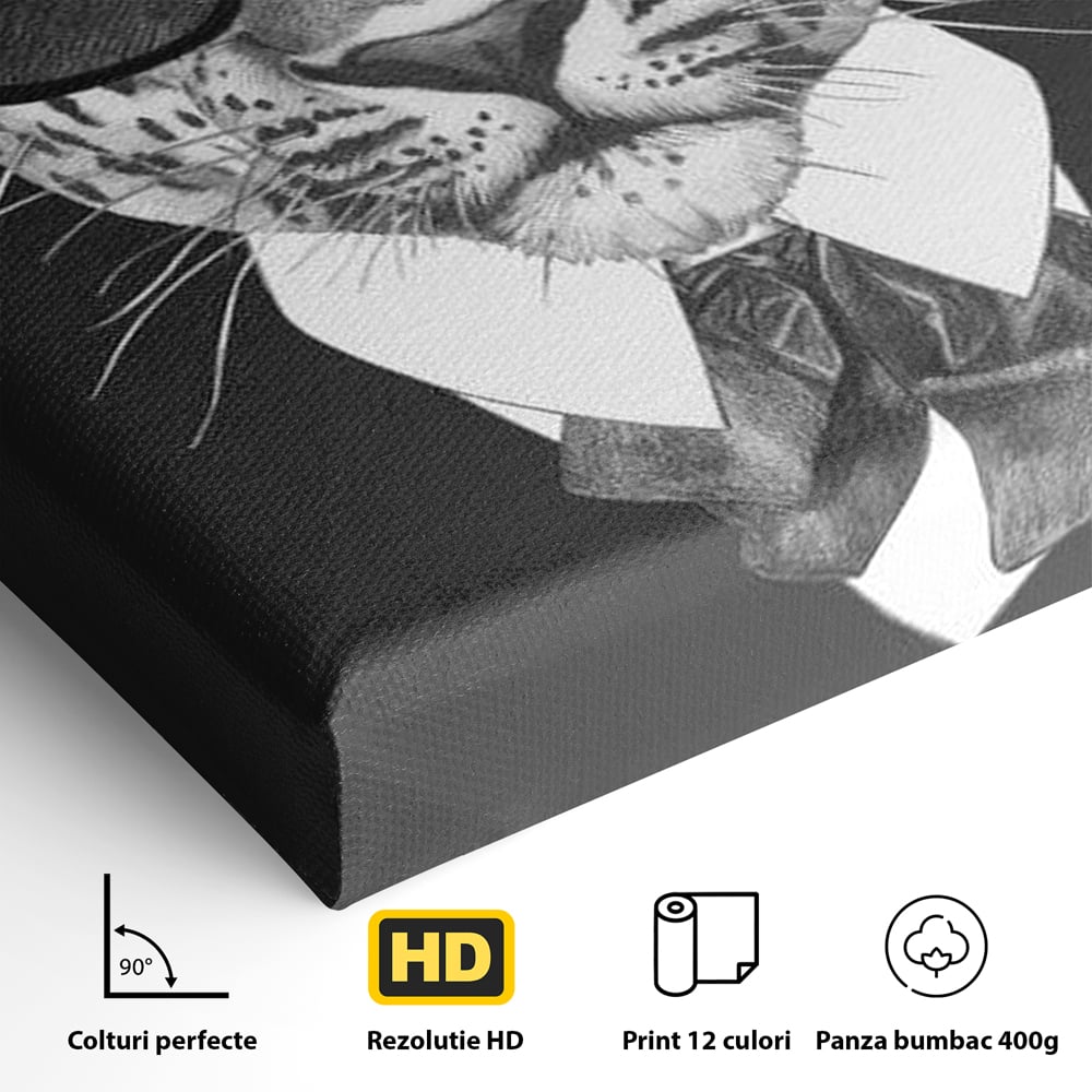 Tablou Canvas Premium, LuxCanva® M1186, Leopard cu Stil, Costum, Ochelari, Leopard, Gentleman, Fashion, Moda, Carisma, Felina, Elegant, Stilat, Birou, Living, Camera Copil