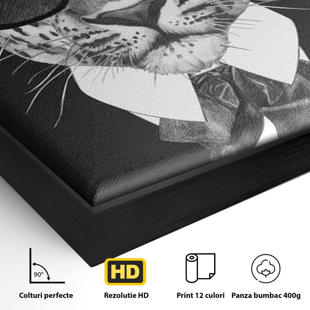 Tablou Canvas Premium, LuxCanva® M1186, Leopard cu Stil, Costum, Ochelari, Leopard, Gentleman, Fashion, Moda, Carisma, Felina, Elegant, Stilat, Birou, Living, Camera Copil