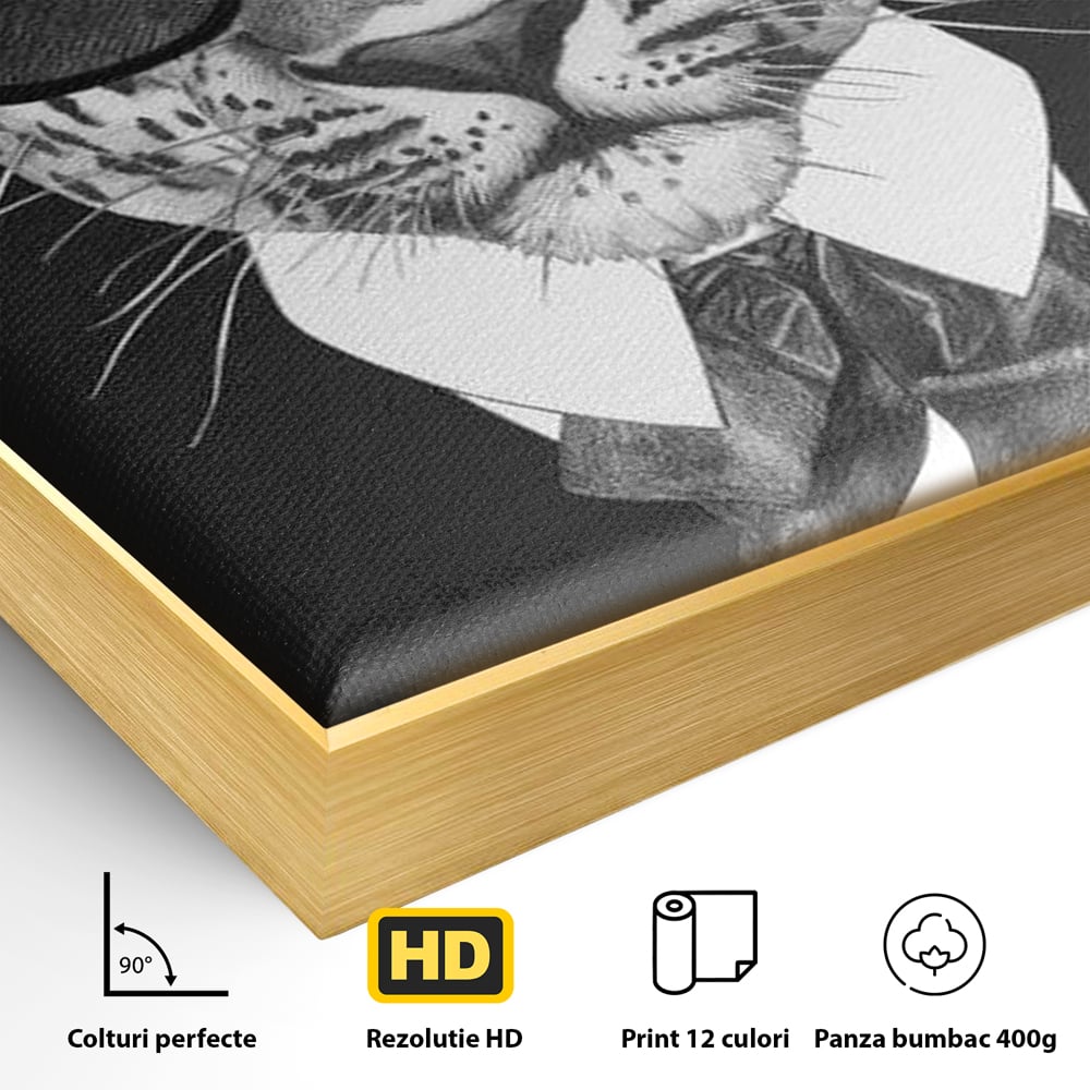 Tablou Canvas Premium, LuxCanva® M1186, Leopard cu Stil, Costum, Ochelari, Leopard, Gentleman, Fashion, Moda, Carisma, Felina, Elegant, Stilat, Birou, Living, Camera Copil