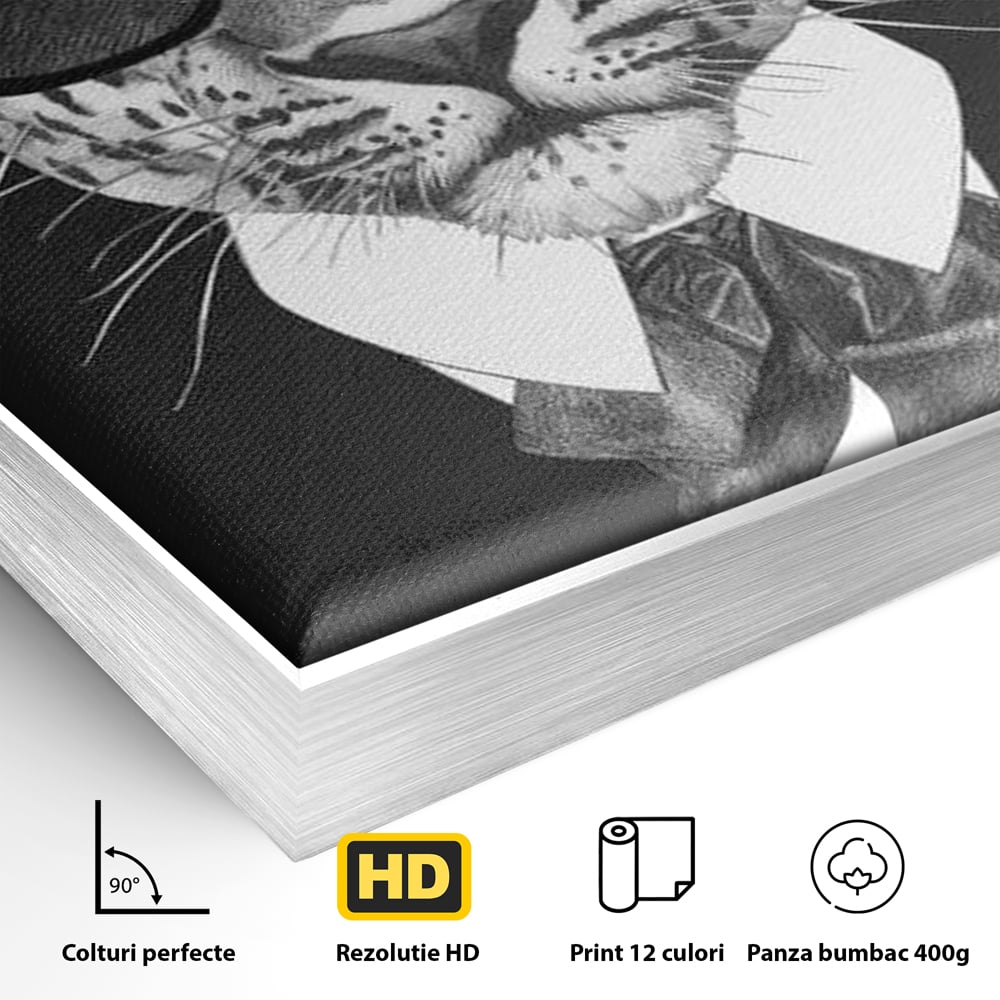 Tablou Canvas Premium, LuxCanva® M1186, Leopard cu Stil, Costum, Ochelari, Leopard, Gentleman, Fashion, Moda, Carisma, Felina, Elegant, Stilat, Birou, Living, Camera Copil