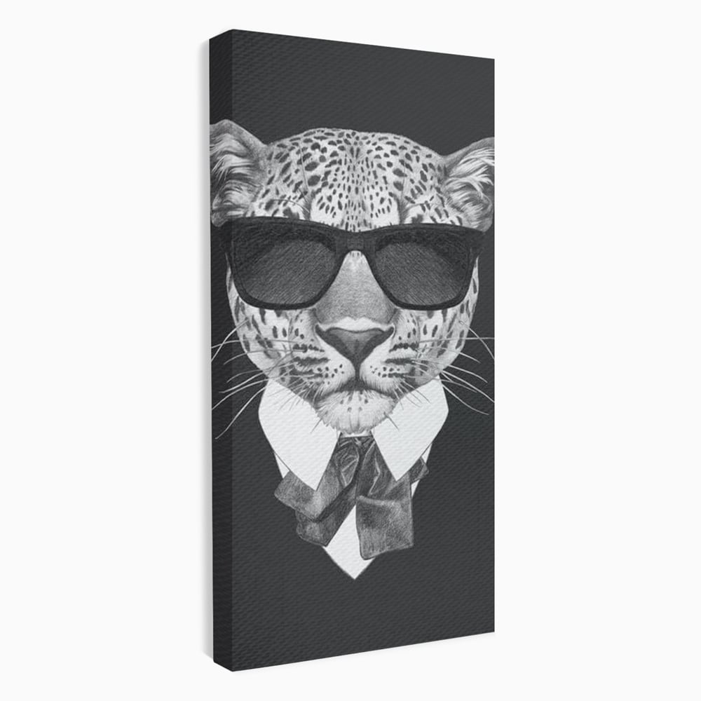 Tablou Canvas Premium, LuxCanva® M1186, Leopard cu Stil, Costum, Ochelari, Leopard, Gentleman, Fashion, Moda, Carisma, Felina, Elegant, Stilat, Birou, Living, Camera Copil
