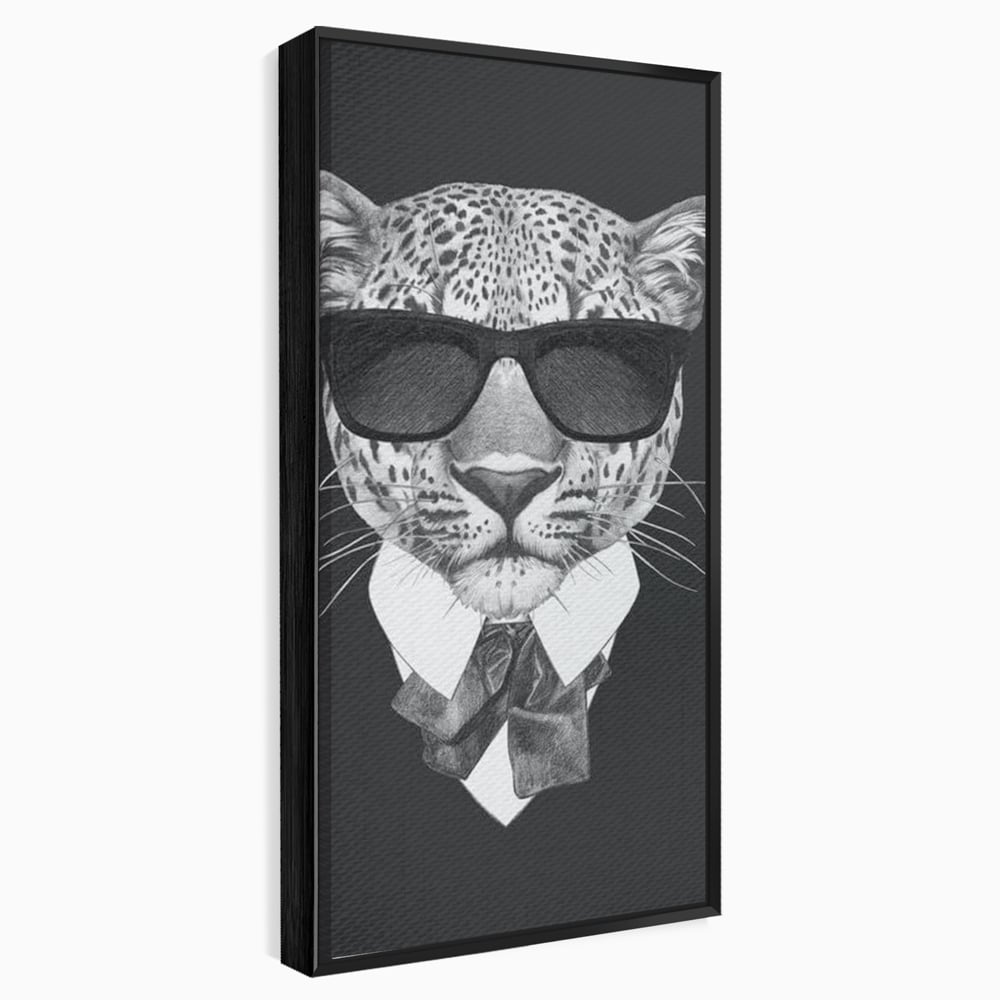 Tablou Canvas Premium, LuxCanva® M1186, Leopard cu Stil, Costum, Ochelari, Leopard, Gentleman, Fashion, Moda, Carisma, Felina, Elegant, Stilat, Birou, Living, Camera Copil