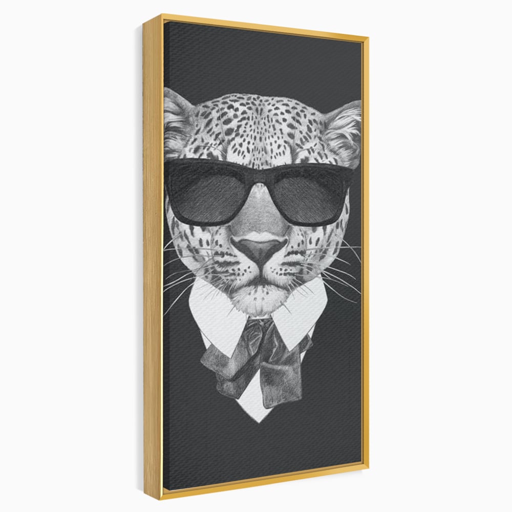Tablou Canvas Premium, LuxCanva® M1186, Leopard cu Stil, Costum, Ochelari, Leopard, Gentleman, Fashion, Moda, Carisma, Felina, Elegant, Stilat, Birou, Living, Camera Copil