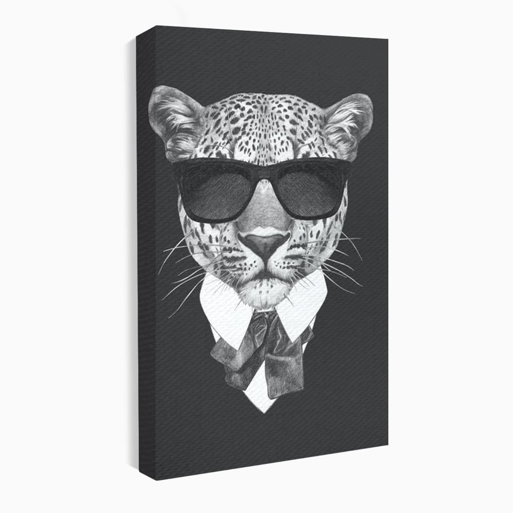 Tablou Canvas Premium, LuxCanva® M1186, Leopard cu Stil, Costum, Ochelari, Leopard, Gentleman, Fashion, Moda, Carisma, Felina, Elegant, Stilat, Birou, Living, Camera Copil