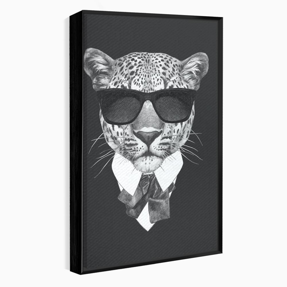 Tablou Canvas Premium, LuxCanva® M1186, Leopard cu Stil, Costum, Ochelari, Leopard, Gentleman, Fashion, Moda, Carisma, Felina, Elegant, Stilat, Birou, Living, Camera Copil