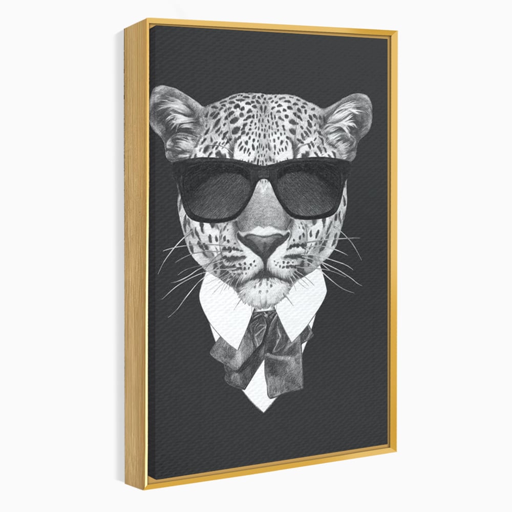 Tablou Canvas Premium, LuxCanva® M1186, Leopard cu Stil, Costum, Ochelari, Leopard, Gentleman, Fashion, Moda, Carisma, Felina, Elegant, Stilat, Birou, Living, Camera Copil