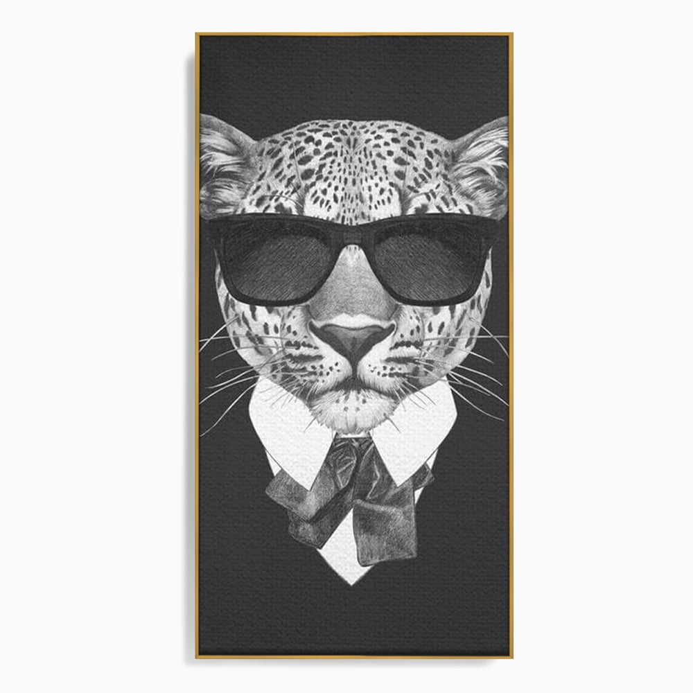 Tablou Canvas Premium, LuxCanva® M1186, Leopard cu Stil, Costum, Ochelari, Leopard, Gentleman, Fashion, Moda, Carisma, Felina, Elegant, Stilat, Birou, Living, Camera Copil