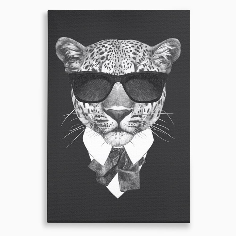 Tablou Canvas Premium, LuxCanva® M1186, Leopard cu Stil, Costum, Ochelari, Leopard, Gentleman, Fashion, Moda, Carisma, Felina, Elegant, Stilat, Birou, Living, Camera Copil