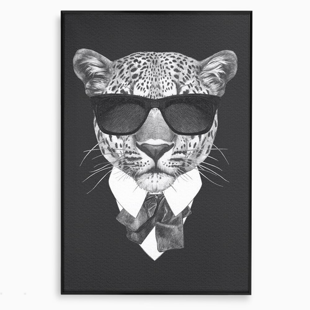 Tablou Canvas Premium, LuxCanva® M1186, Leopard cu Stil, Costum, Ochelari, Leopard, Gentleman, Fashion, Moda, Carisma, Felina, Elegant, Stilat, Birou, Living, Camera Copil