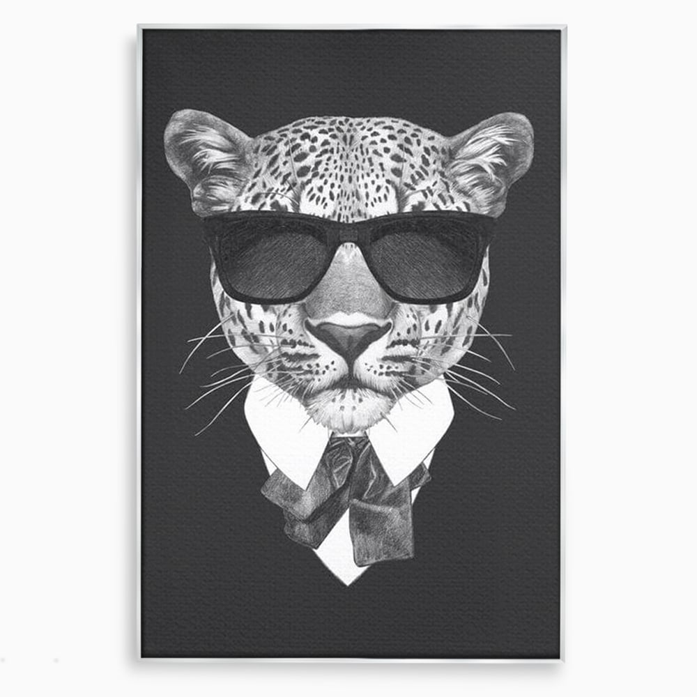 Tablou Canvas Premium, LuxCanva® M1186, Leopard cu Stil, Costum, Ochelari, Leopard, Gentleman, Fashion, Moda, Carisma, Felina, Elegant, Stilat, Birou, Living, Camera Copil