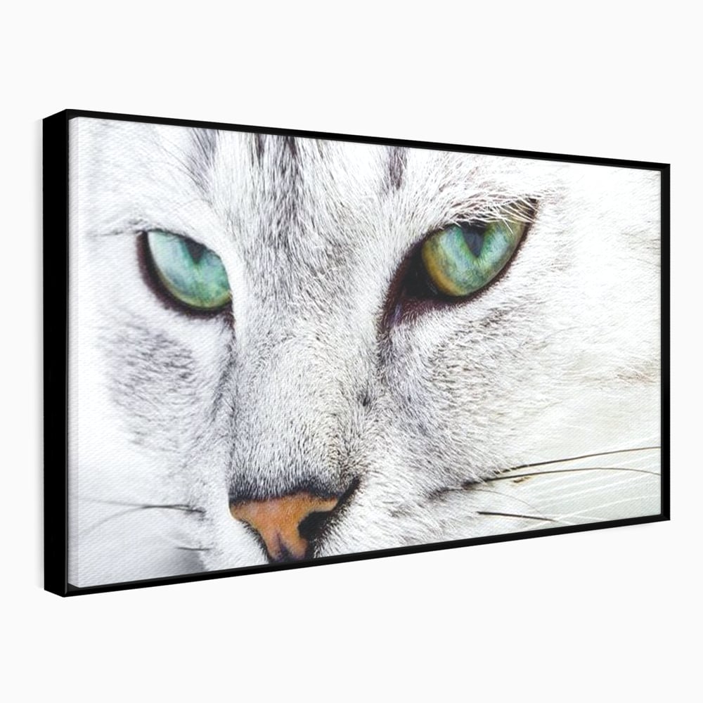 Tablou Canvas Premium, LuxCanva® M1187, Smarald Adormit, Pisica, Felina, Chip, Ochi, Verde, Privire, Portret, Vis, Relaxare, Natura, Blana, Birou, Living, Camera Copil