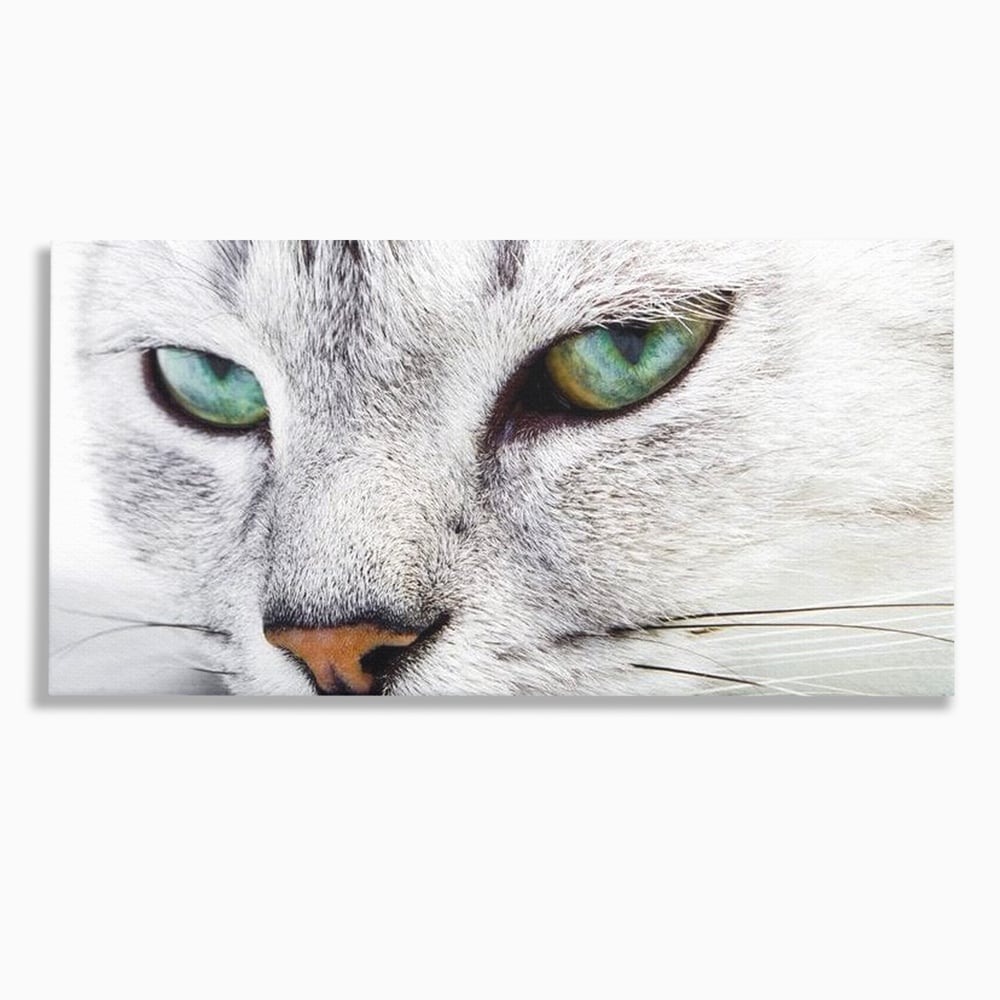 Tablou Canvas Premium, LuxCanva® M1187, Smarald Adormit, Pisica, Felina, Chip, Ochi, Verde, Privire, Portret, Vis, Relaxare, Natura, Blana, Birou, Living, Camera Copil