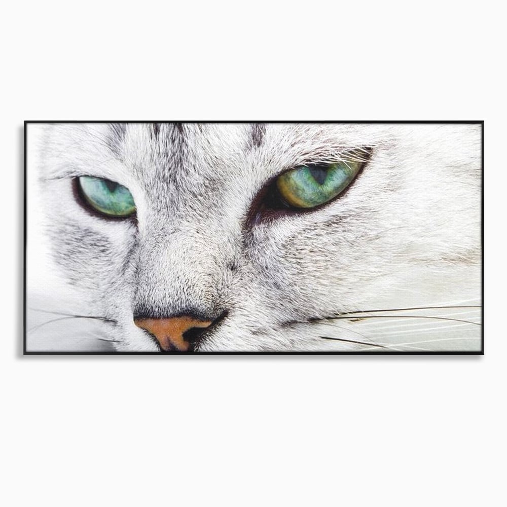 Tablou Canvas Premium, LuxCanva® M1187, Smarald Adormit, Pisica, Felina, Chip, Ochi, Verde, Privire, Portret, Vis, Relaxare, Natura, Blana, Birou, Living, Camera Copil
