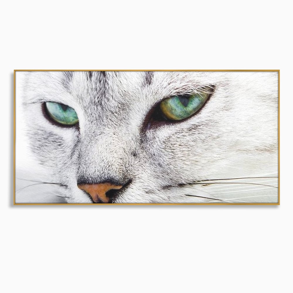 Tablou Canvas Premium, LuxCanva® M1187, Smarald Adormit, Pisica, Felina, Chip, Ochi, Verde, Privire, Portret, Vis, Relaxare, Natura, Blana, Birou, Living, Camera Copil