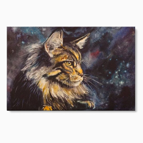 Tablou Canvas Premium, LuxCanva® M1188, Felina Noptii, Cosmos, Galaxie, Univers, Pictura, Felina, Pisica, Stele, Spatiu, Magie, Abstract, Birou, Living, Camera Copil