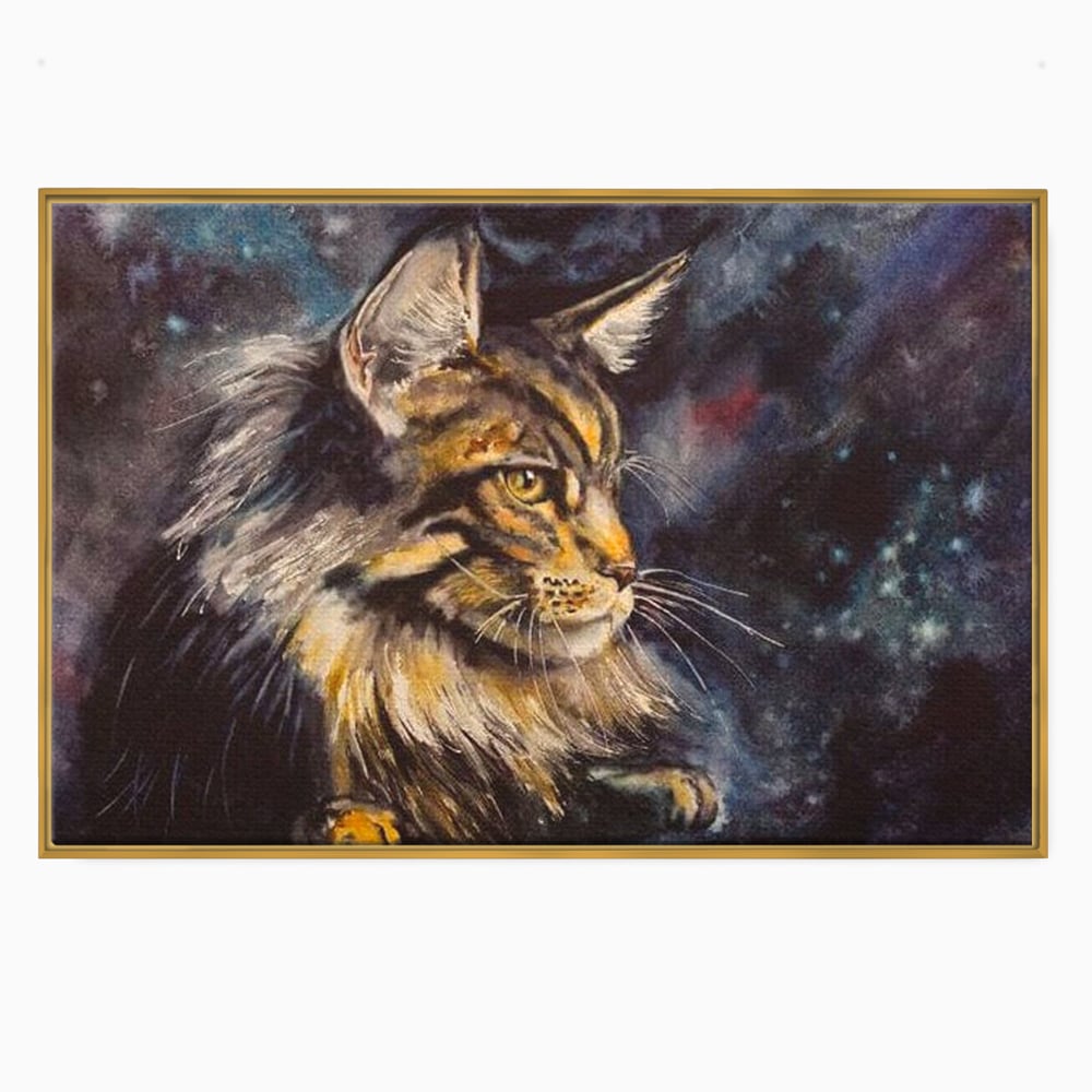 Tablou Canvas Premium, LuxCanva® M1188, Felina Noptii, Cosmos, Galaxie, Univers, Pictura, Felina, Pisica, Stele, Spatiu, Magie, Abstract, Birou, Living, Camera Copil