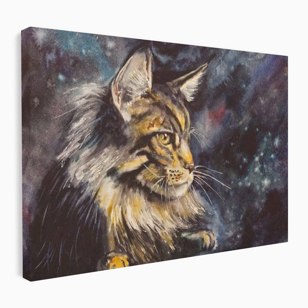 Tablou Canvas Premium, LuxCanva® M1188, Felina Noptii, Cosmos, Galaxie, Univers, Pictura, Felina, Pisica, Stele, Spatiu, Magie, Abstract, Birou, Living, Camera Copil