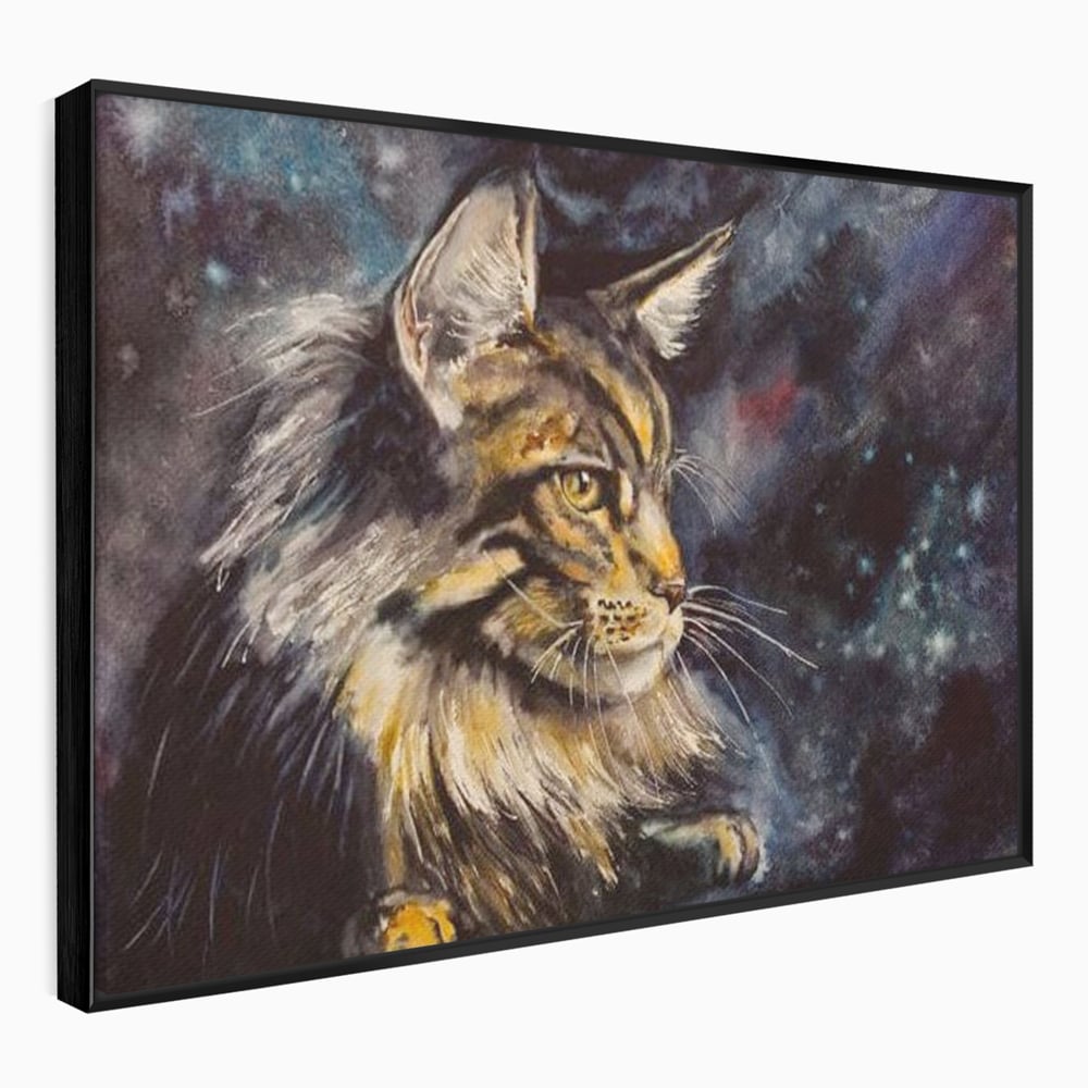 Tablou Canvas Premium, LuxCanva® M1188, Felina Noptii, Cosmos, Galaxie, Univers, Pictura, Felina, Pisica, Stele, Spatiu, Magie, Abstract, Birou, Living, Camera Copil