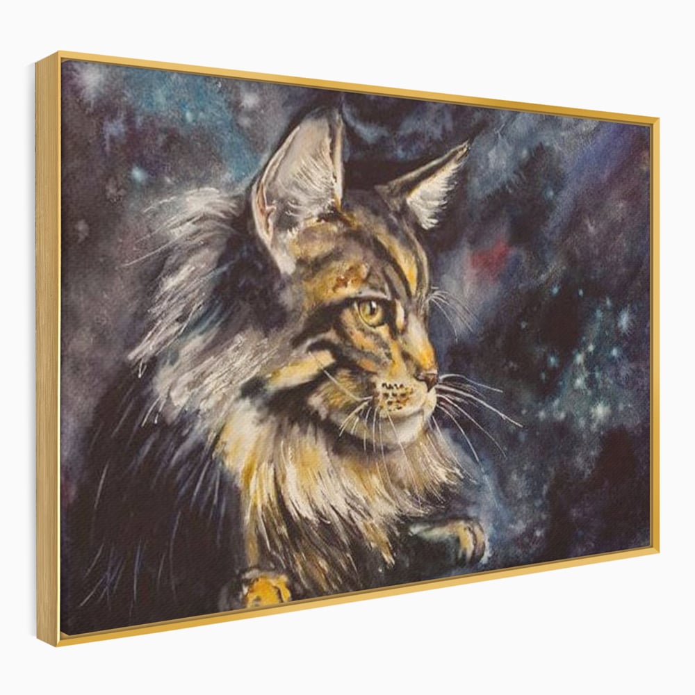 Tablou Canvas Premium, LuxCanva® M1188, Felina Noptii, Cosmos, Galaxie, Univers, Pictura, Felina, Pisica, Stele, Spatiu, Magie, Abstract, Birou, Living, Camera Copil