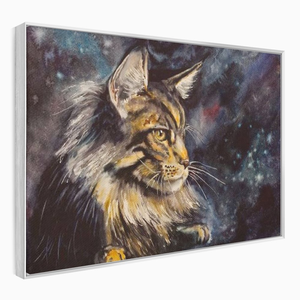Tablou Canvas Premium, LuxCanva® M1188, Felina Noptii, Cosmos, Galaxie, Univers, Pictura, Felina, Pisica, Stele, Spatiu, Magie, Abstract, Birou, Living, Camera Copil