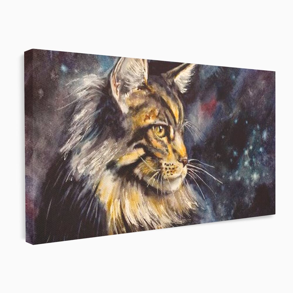 Tablou Canvas Premium, LuxCanva® M1188, Felina Noptii, Cosmos, Galaxie, Univers, Pictura, Felina, Pisica, Stele, Spatiu, Magie, Abstract, Birou, Living, Camera Copil