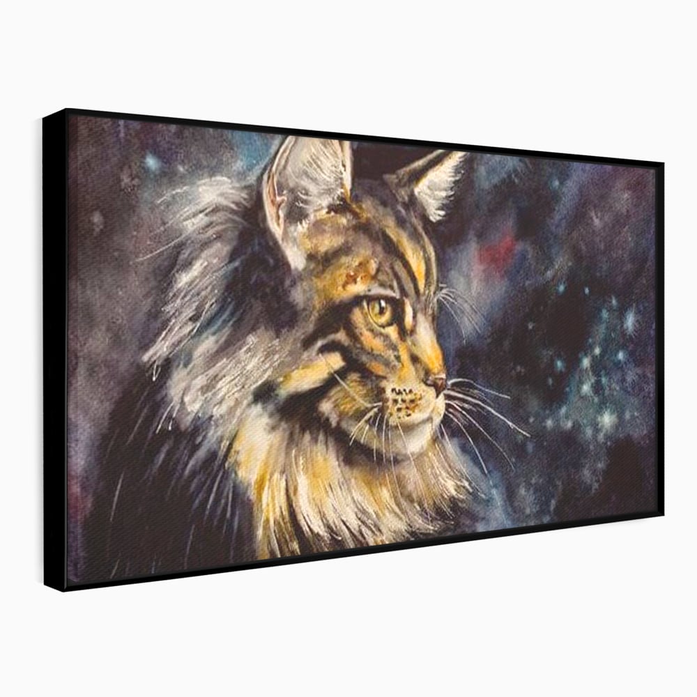Tablou Canvas Premium, LuxCanva® M1188, Felina Noptii, Cosmos, Galaxie, Univers, Pictura, Felina, Pisica, Stele, Spatiu, Magie, Abstract, Birou, Living, Camera Copil