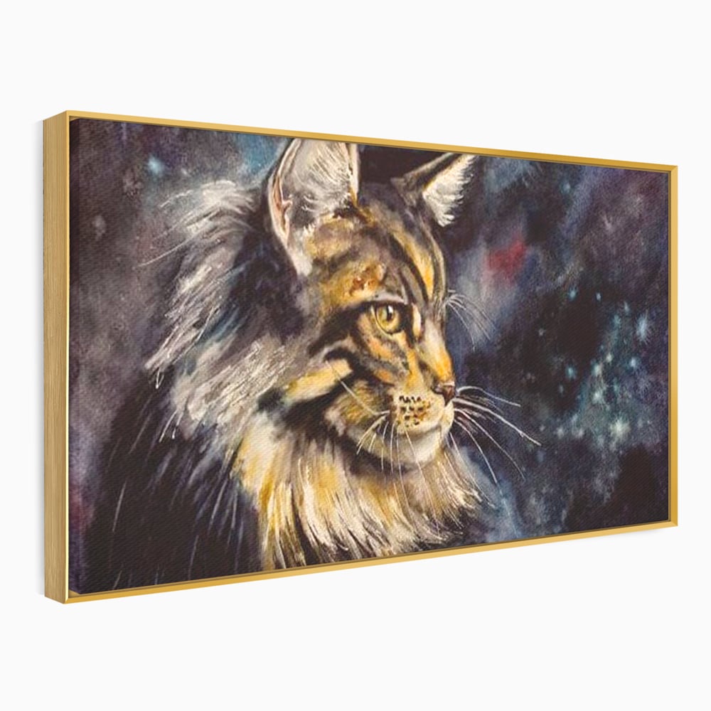 Tablou Canvas Premium, LuxCanva® M1188, Felina Noptii, Cosmos, Galaxie, Univers, Pictura, Felina, Pisica, Stele, Spatiu, Magie, Abstract, Birou, Living, Camera Copil
