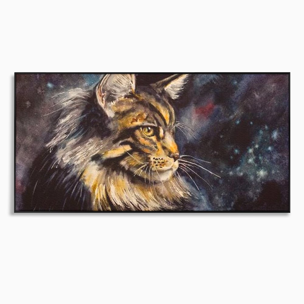 Tablou Canvas Premium, LuxCanva® M1188, Felina Noptii, Cosmos, Galaxie, Univers, Pictura, Felina, Pisica, Stele, Spatiu, Magie, Abstract, Birou, Living, Camera Copil